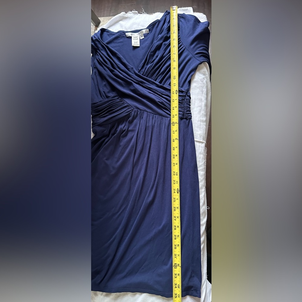 Max Studio Navy Faux Wrap Long Sleeve Dress Size M - Picture 9 of 9